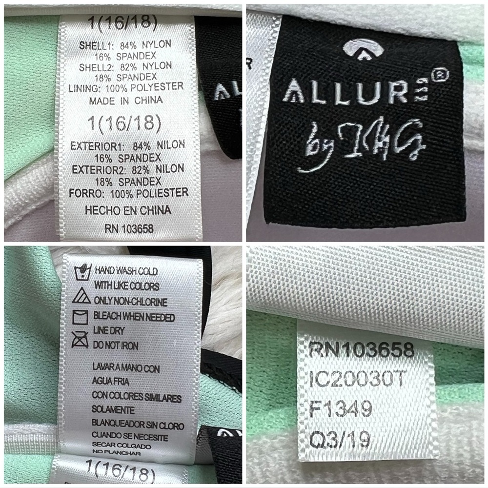 Allure Bikini Top Striped Adjustable Padded Swimwear Multicolor 16 18 Plus Size - Picture 9 of 16